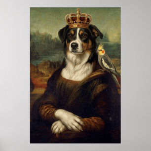 Mona Lisa Hund mit Nymphensittich-Kakadu-Fine-Art- Poster