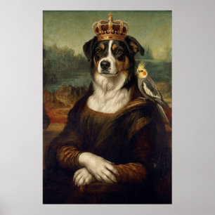 Mona Lisa Hund mit Nymphensittich-Kakadu-Fine-Art- Poster