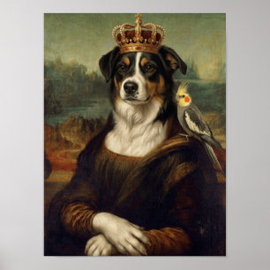 Mona Lisa Hund mit Nymphensittich-Kakadu-Fine-Art- Poster