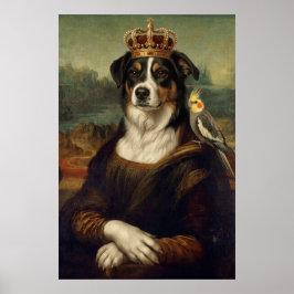 Mona Lisa Hund mit Nymphensittich-Kakadu-Fine-Art- Poster