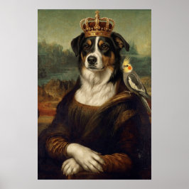 Mona Lisa Hund mit Nymphensittich-Kunstposter Poster