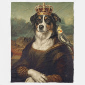 Mona Lisa Hund mit Nymphensittich-Plüschdecke Fleecedecke (Vorderseite)