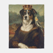 Mona Lisa Hund mit Nymphensittich-Plüschdecke Fleecedecke (Vorderseite)