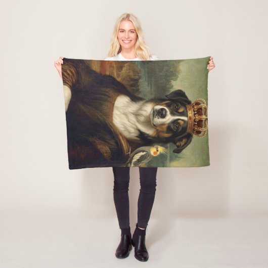 Mona Lisa Hund mit Nymphensittich-Plüschdecke Fleecedecke (Beispiel)