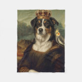 Mona Lisa Hund mit Nymphensittich-Plüschdecke Fleecedecke (Vorderseite)