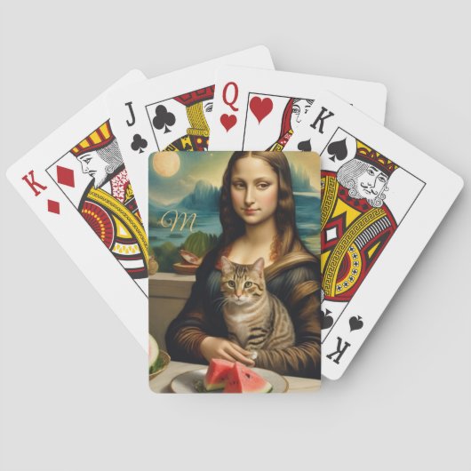 Mona Lisa & ihre Katze  -  Monogramm  Spielkarten (Rückseite)