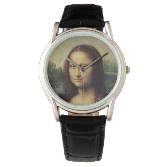 Mona Lisa im Detail von Leonardo da Vinci Armbanduhr (Vorderseite)