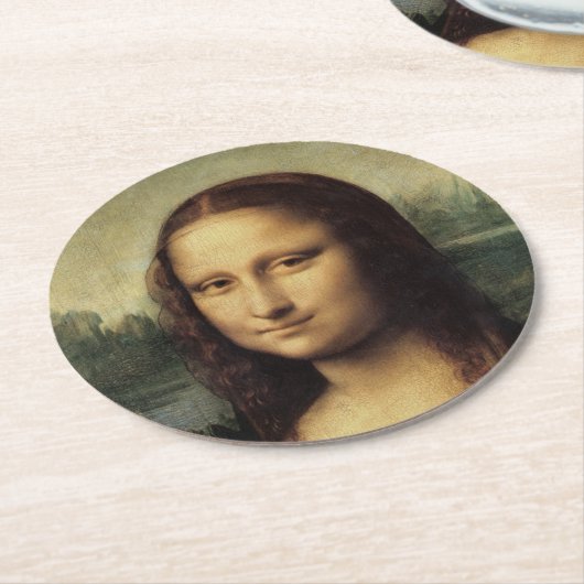 Mona Lisa im Detail von Leonardo da Vinci Runder Pappuntersetzer (Angewinkelt)