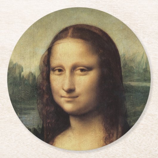 Mona Lisa im Detail von Leonardo da Vinci Runder Pappuntersetzer (Vorderseite)