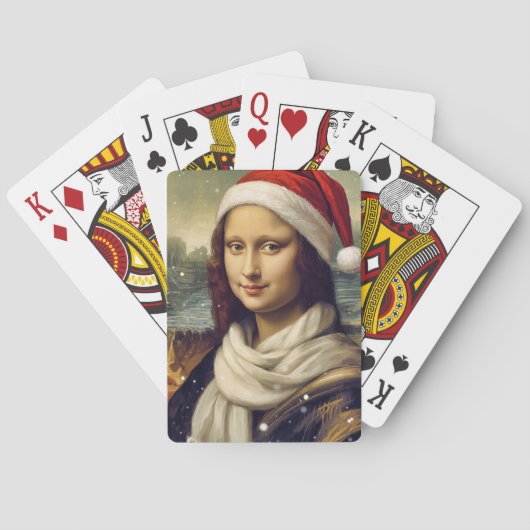 Mona Lisa im Santa-Hut - festliche Stimmung Spielkarten (Rückseite)