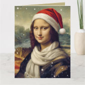 Mona Lisa im Weihnachtsmann-Hut - lustiger Spruch Karte (Vorderseite)