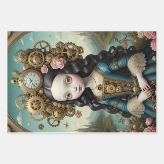 Mona Lisa in der Puppenversion Geschenkpapier Set (Vorderseite 2)