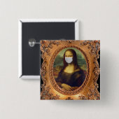 Mona lisa in einer chirurgischen Maske leonardo da Button (Vorne & Hinten)