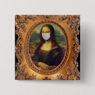 Mona lisa in einer chirurgischen Maske leonardo da Button
