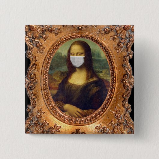 Mona lisa in einer chirurgischen Maske leonardo da Button (Vorderseite)
