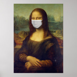Mona Lisa in einer chirurgischen Maske Leonardo da Poster