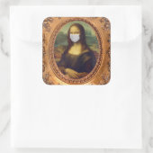 Mona lisa in einer chirurgischen Maske leonardo da Quadratischer Aufkleber (Tasche)