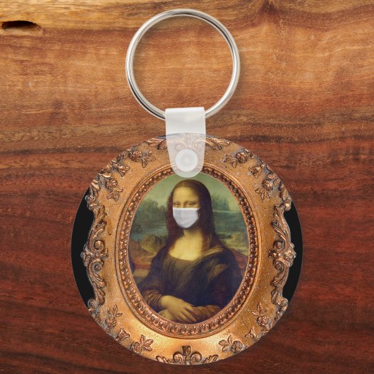 Mona lisa in einer chirurgischen Maske Leonardo da Schlüsselanhänger (Vorderseite)