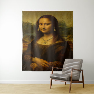 Mona Lisa in Gold Wandteppich