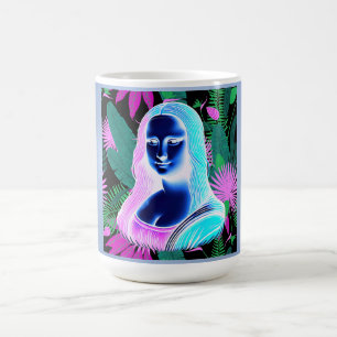 Mona Lisa in leuchtenden Blautönen Kaffeetasse