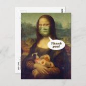Mona Lisa in PPE - Danke an die Mitarbeiter im Ges Postkarte (Vorne/Hinten)