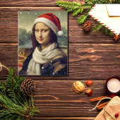 Mona Lisa  in Santa  hat - festive vibes Postkarte