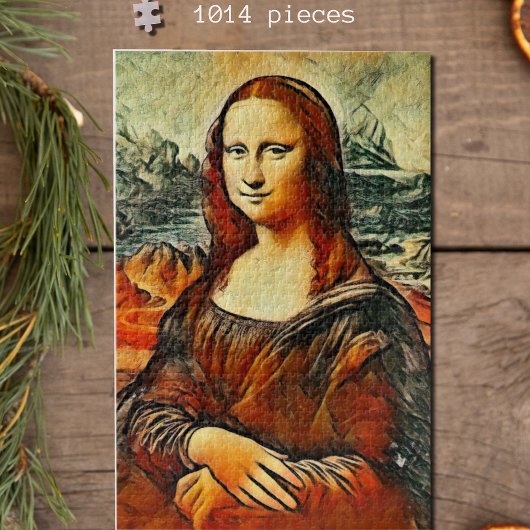 Mona Lisa in warmen Farben Puzzle