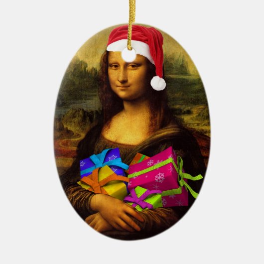 Mona Lisa in Weihnachten Keramik Ornament (Vorne)
