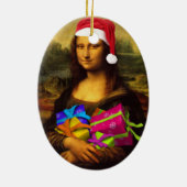 Mona Lisa in Weihnachten Keramik Ornament (Hinten)