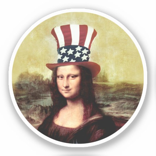 Mona Lisa Independence Day Aufkleber (Vorderseite)