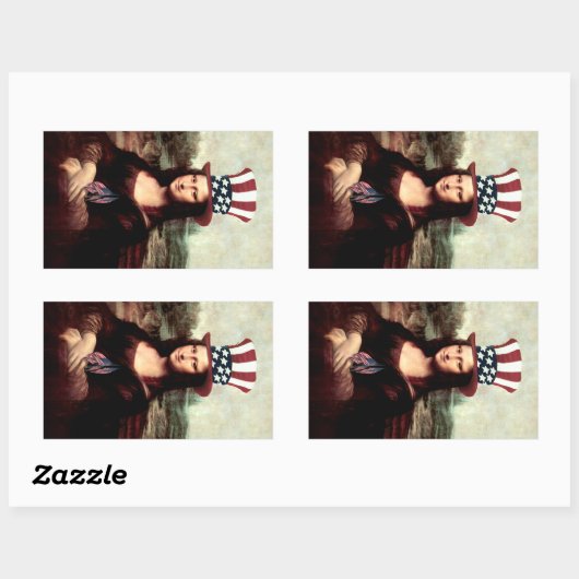 Mona Lisa Independence Day Rechteckiger Aufkleber (Blatt)