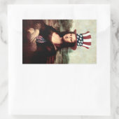 Mona Lisa Independence Day Rechteckiger Aufkleber (Tasche)