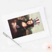 Mona Lisa Independence Day Rechteckiger Aufkleber (Umschlag)