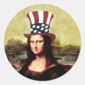 Mona Lisa Independence Day Runder Aufkleber (Vorderseite)
