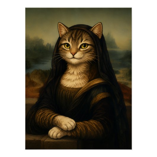 Mona Lisa Katzenparodie Renaissance-Kunst Poster (Vorderseite)