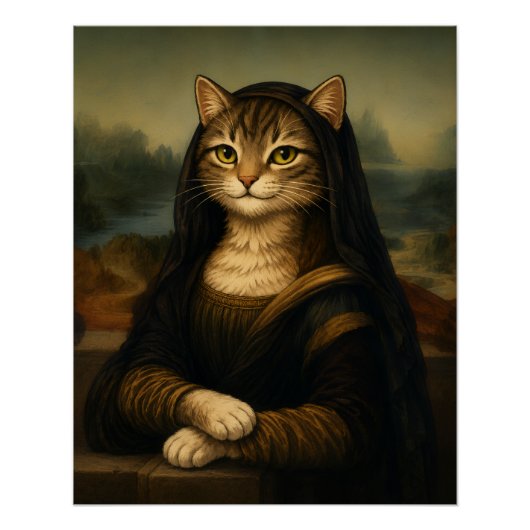 Mona Lisa Katzenparodie Renaissance-Kunst Poster (Vorderseite)
