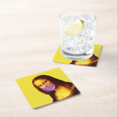 Mona Lisa Kaugummi-Blase Rechteckiger Pappuntersetzer (Vor Ort)