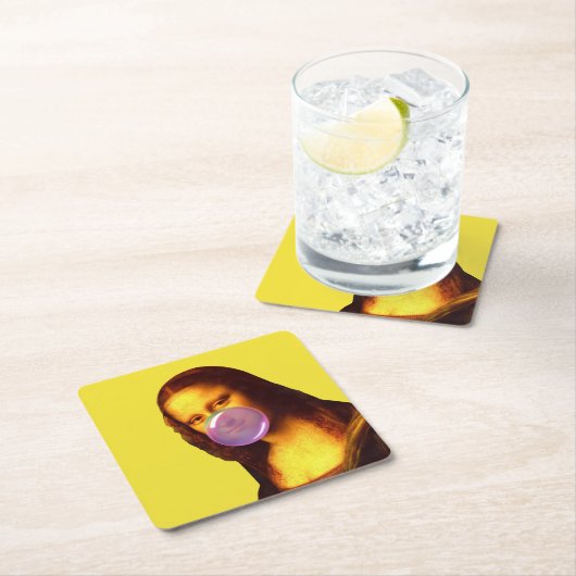 Mona Lisa Kaugummi-Blase Rechteckiger Pappuntersetzer (Vor Ort)