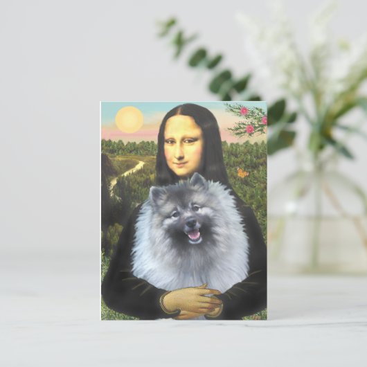 Mona Lisa - Keeshond (F) Postkarte (Stehend Vorderseite)