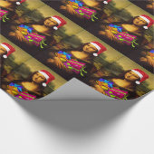 Mona Lisa kommt als Weihnachtsmann Geschenkpapier (Ecke)