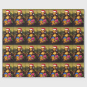 Mona Lisa kommt als Weihnachtsmann Geschenkpapier (Flach)