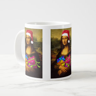 Mona Lisa kommt als Weihnachtsmann Jumbo-Tasse