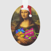 Mona Lisa kommt als Weihnachtsmann Ornament (Vorderseite)