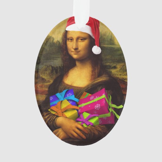 Mona Lisa kommt als Weihnachtsmann Ornament (Rückseite)