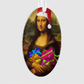 Mona Lisa kommt als Weihnachtsmann Ornament (Vorderseite)