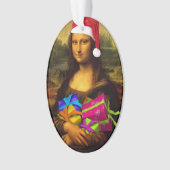 Mona Lisa kommt als Weihnachtsmann Ornament (Vorderseite)