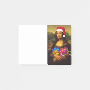 Mona Lisa kommt als Weihnachtsmann Post-it Klebezettel