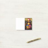 Mona Lisa kommt als Weihnachtsmann Post-it Klebezettel (Auf Schreibtisch)