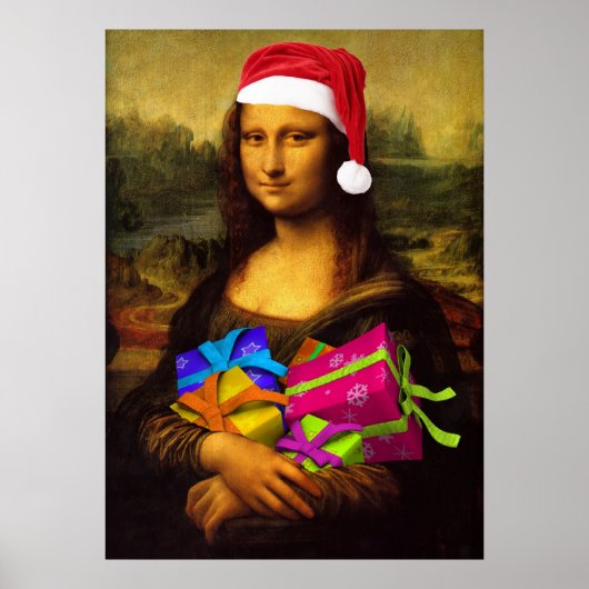 Mona Lisa kommt als Weihnachtsmann Poster (Vorne)