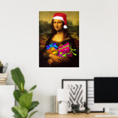 Mona Lisa kommt als Weihnachtsmann Poster (Heimbüro)